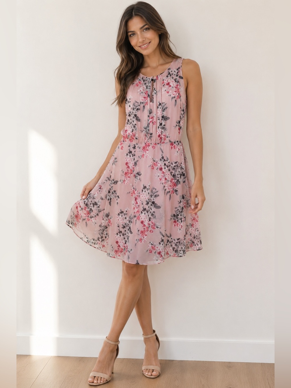 White House Black Market Pink Floral Dress